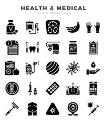 Set of HEALTH & MEDICAL Icons. Simple line art style icons pack.for website and mobile site and apps.