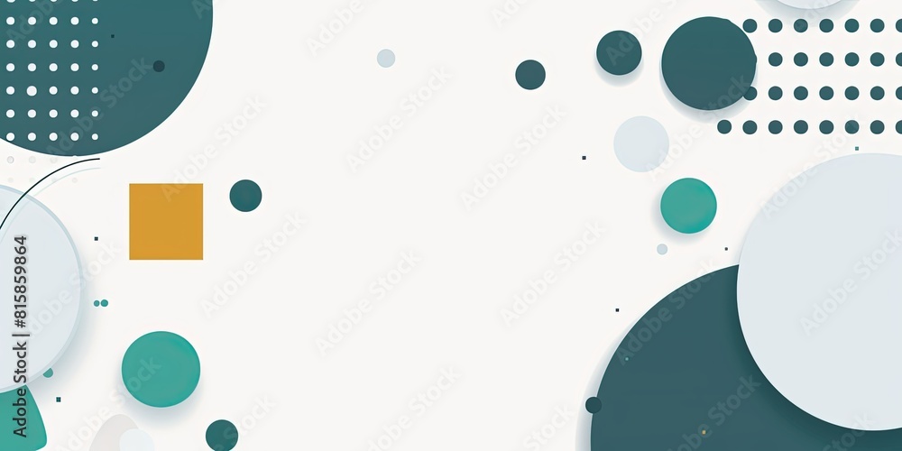 Poster white background with white circles and blue dots, a simple flat vector design in the style of adobe