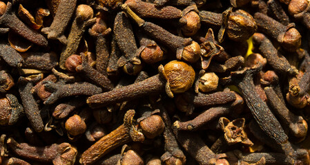 Background photograph of cloves. Concept of natural ingredients