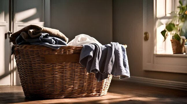 W&auml;schekorb mit Schmutzw&auml;sche darin