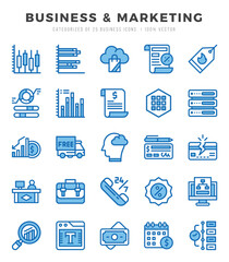 Business & Marketing icons set. Collection of simple Two Color web icons.