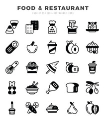 Food and Restaurant. Lineal Filled icons Pack. vector illustration.