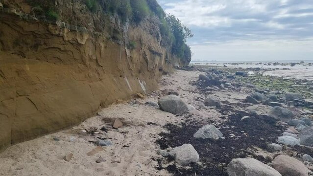 Walking in a rocky beach near Hasle Bornholm - Handhed camera 
