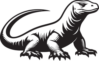 Komodo Dragon animal silhouette vector illustration on white background.