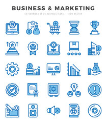 Set of Business & Marketing icons in Two Color style. Two Color Icons symbol collection.