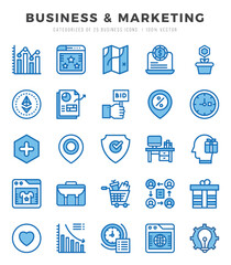 Set of 25 Business & Marketing Two Color Icons Pack.