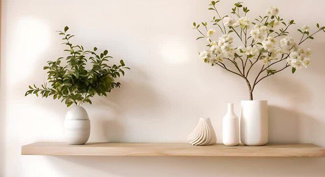 White wallmounted wooden shelf for home storage and organization. Concept Wooden Shelf, Wall-Mounted, Home Storage, White, Organization