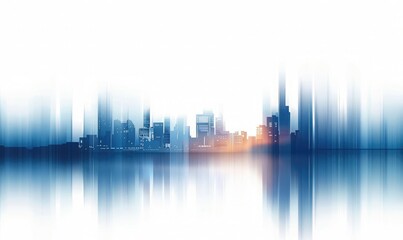 Fototapeta premium Business skyline in abstract blue glass