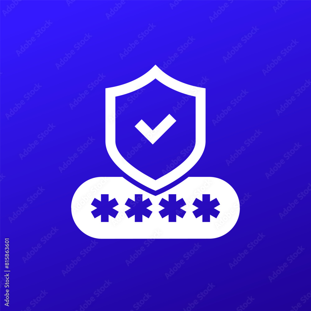 Poster password vector icon with shield
