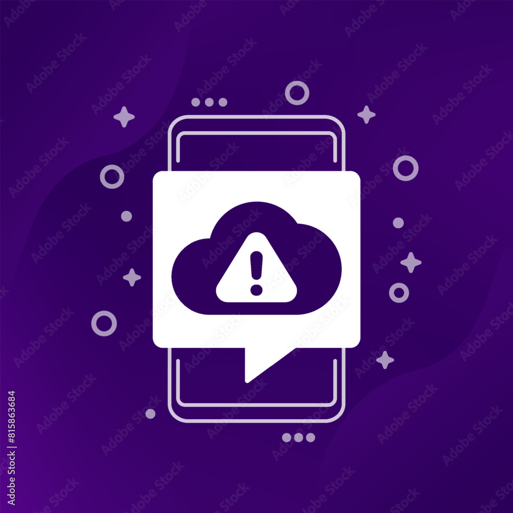 Poster upload failure, cloud error vector icon