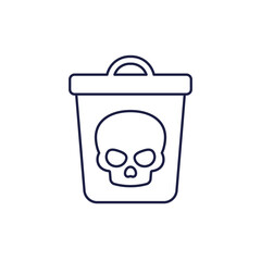 toxic waste line icon with a trash bin