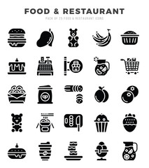 Food and Restaurant web icons in Glyph style.