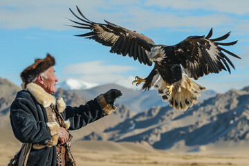 Mongols making their eagles fly.