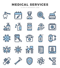 MEDICAL SERVICES Icons bundle. Two Color style Icons. Vector illustration.