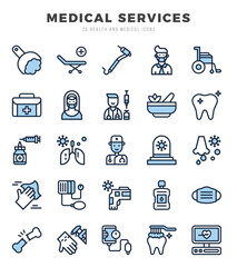 MEDICAL SERVICES Icons Pack. Two Color icons set. Two Color icon collection set. Simple vector icons.