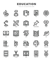 Education Lineal icons collection. Lineal icons pack. Vector illustration