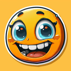 Naklejka premium Smiling Emoticon Sticker on Yellow Background