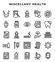 Set of MISCELLANY HEALTH icons. Vector Illustration.
