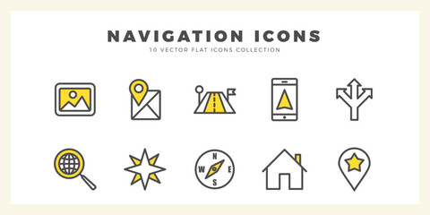 10 Navigation Two Color icon pack. vector illustration.