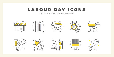 10 Labour Day Two Color icon pack. vector illustration.