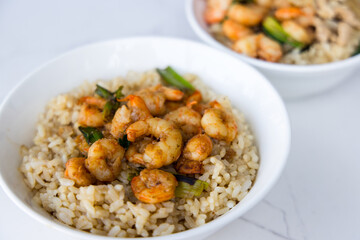 Fried rice with shrimp at local restaurant