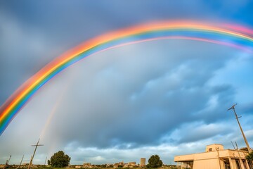 a rainbow in the sky