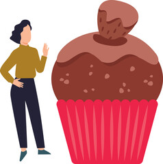 The girl has a chocolate cupcake.