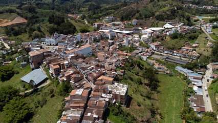 Fototapeta premium San Vicente Ferrer, Antioquia - Colombia. April 24, 2024. Aerial photography. The municipality has an area of 243 square kilometers