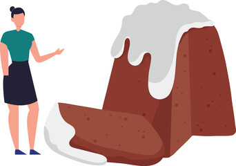 The girl is pointing at the chocolate.