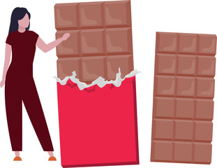 The girl is showing the chocolate.