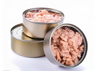 Tuna cans isolated on white background 