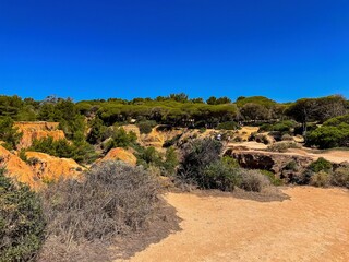 Coast of Portimao, Algarve, Portugal Atlantic Ocean, hiking trails, route
