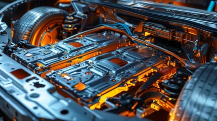 Solid State Battery for EV Electric Vehicle, new research and development batteries with solid electrolyte energy storage for automotive car industry, cathode