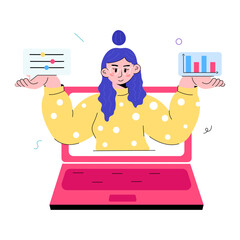 Check out hand drawn mini illustration of online trader 