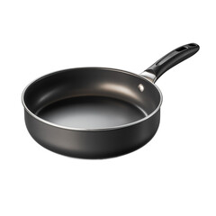 Black nonstick frying pan isolated on white background 3D illustration