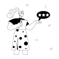 Easy to edit doodle mini illustration of customer satisfaction 