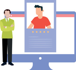 A boy is showing a star rating profile.