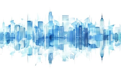 Fototapeta premium Cityscape illusion, abstract bluescape