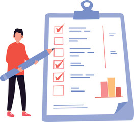 Boy ticking off a checklist.