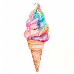 A Watercolor Doodle of an Ice Cream Cone
