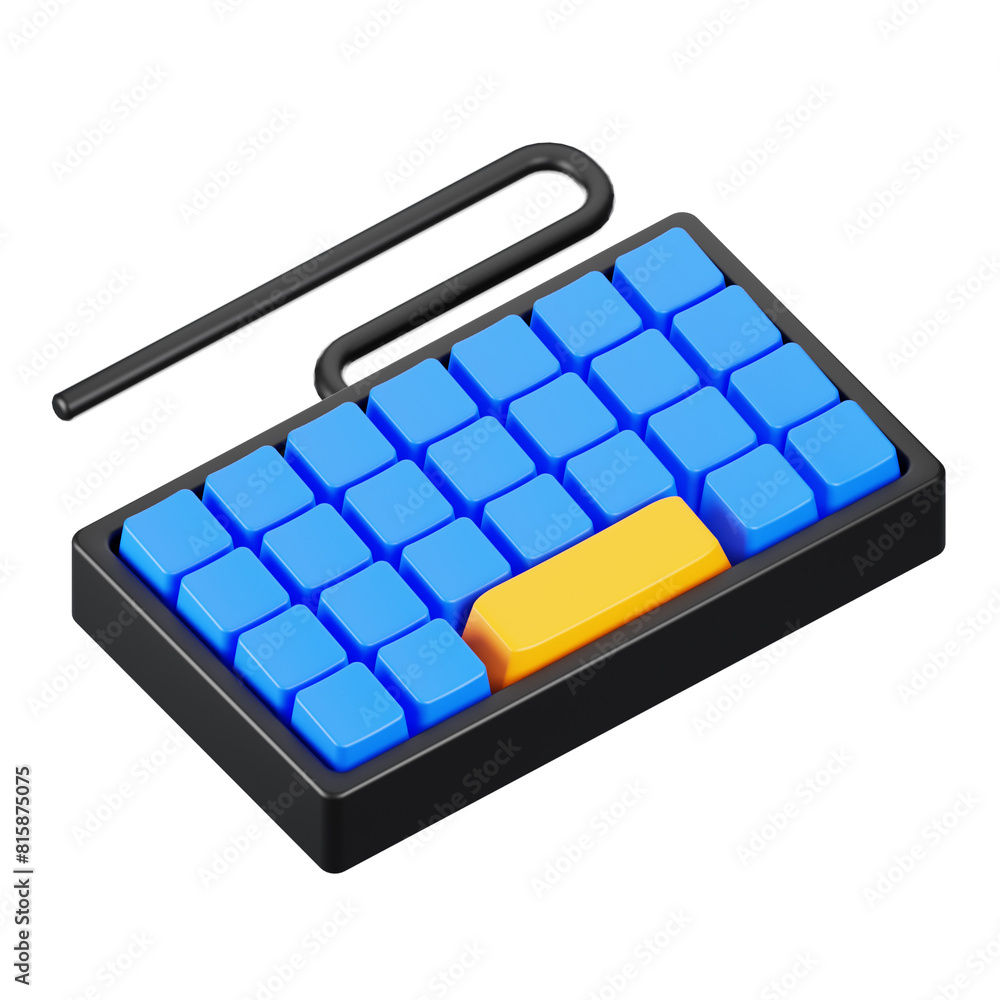Poster 3d rendering keyboard icon. 3d business icon concept
