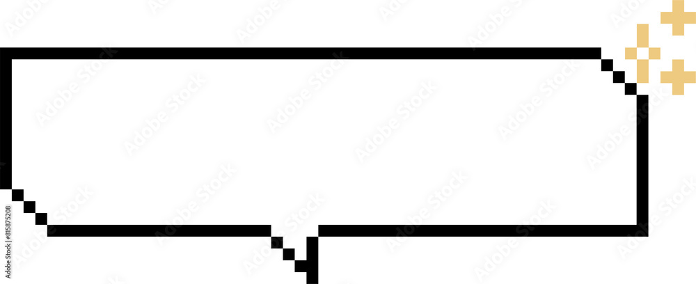 Poster 8bit retro game pixel speech bubble balloon icon sticker memo keyword planner text box banner, flat 