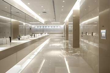 Spacious, Modern, and Well-Maintained Public Restroom: Reflecting Superior Hygienic Standards