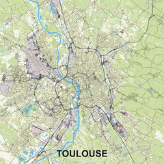 Toulouse, France map poster art