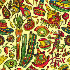 Fototapeta premium Mexican symbols design template of traditional vector image