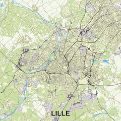 Lille, France map poster art