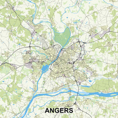 Fototapeta premium Angers, France map poster art
