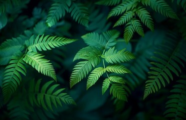 AI generated illustration of green fern leaves