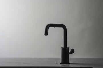 Contemporary Black kitchen faucet. Interior furniture room. Generate Ai