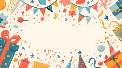 Vibrant Backdrop with Colorful Confetti Balloons and Festive for Joyous Holiday or Party Events